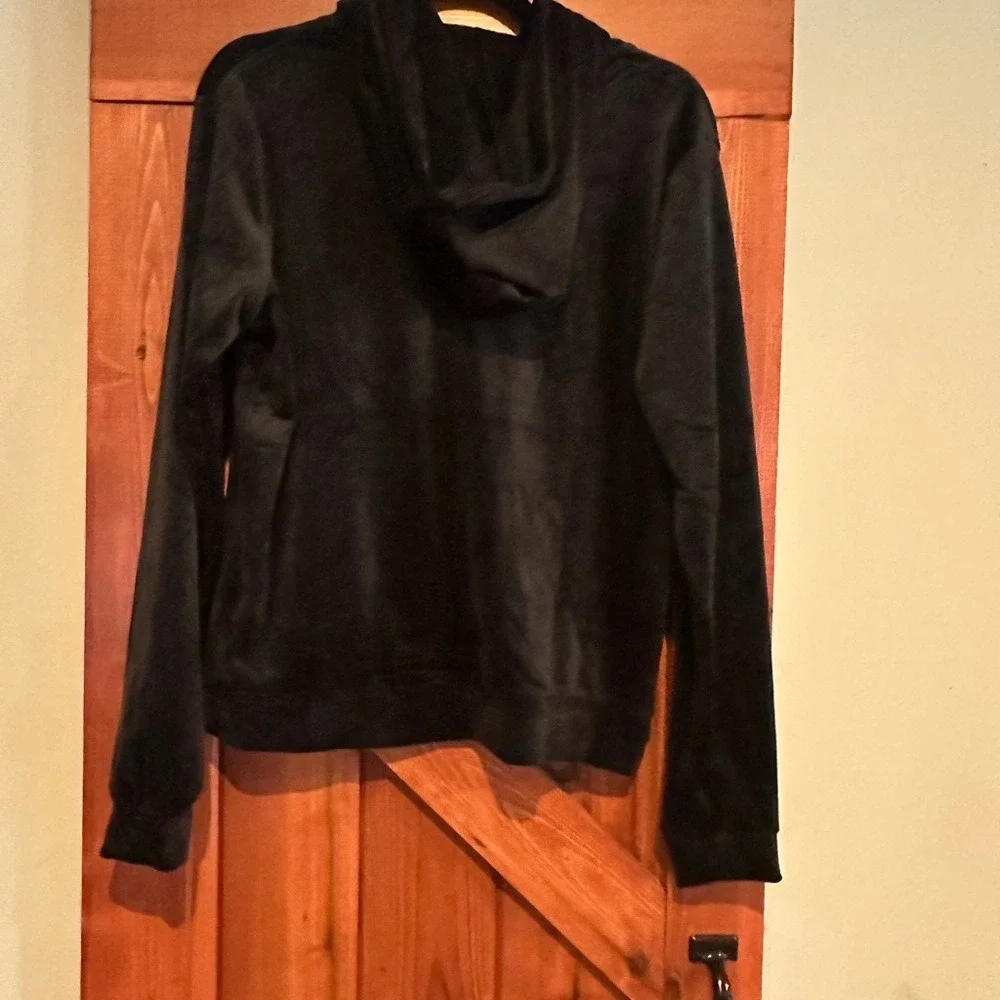 MessBebe velvet Black Zip up hoodie‎ and matching pants. Size L. NWT.